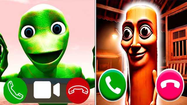 子供向け動画：緑のエイリアンとの面白いバーチャル通話